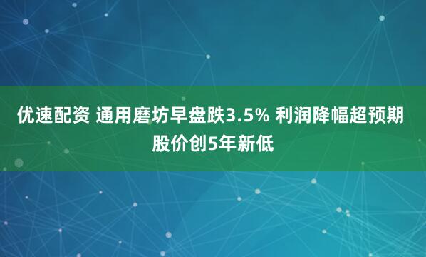 优速配资 通用磨坊早盘跌3.5% 利润降幅超预期 股价创5年新低
